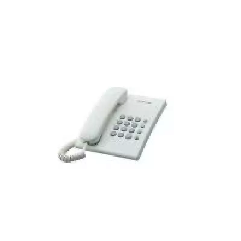 Analognis telefonas Panasonic KX-TS500PDW — 16 mygtukų, baltas, stalo/sienos montavimas, 100 įrašų telefonų knyga