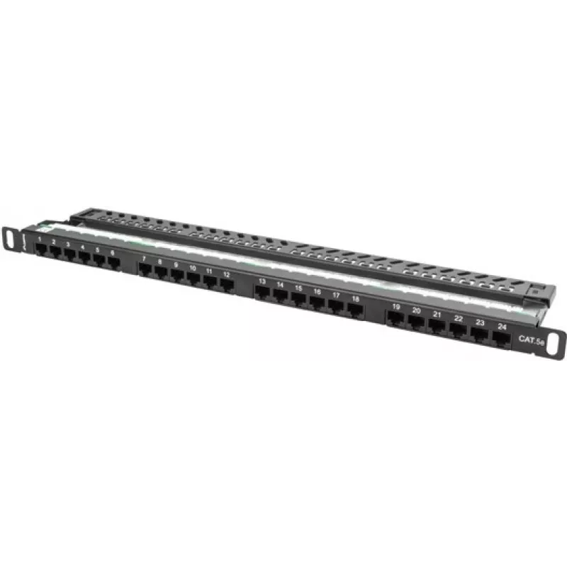 Lanberg PPU5-0024-B - pataisų skydelis - RJ-45 - Cat5, Cat5e - juodas - metalinis - montavimui į stelažą - 0.5U