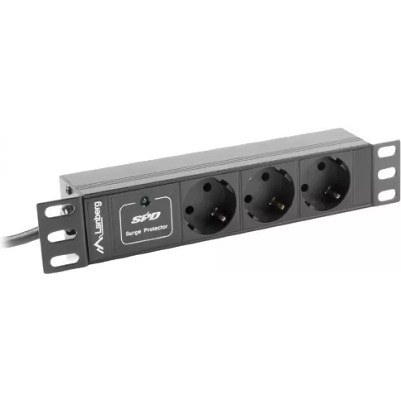 Lanberg PDU-03F-0200-BK maitinimo paskirstymo įrenginys (PDU) 1U juodas 3 AC išėjimai (PDU-03E-0200-IEC-BK)