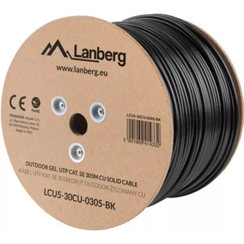 Lanberg LCU5-30CU-0305-BK tinklo kabelis 305 m Cat5e U/UTP (UTP) juodas