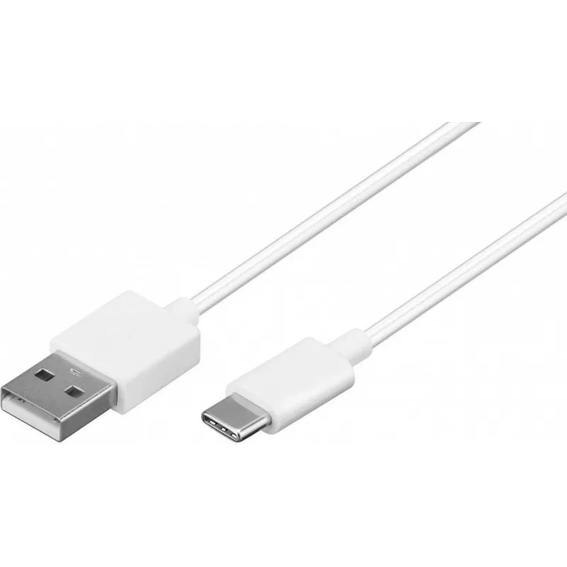 Wentronic 59130 2m USB-A į USB-C laidas, vyriški kištukai, baltas (59130)