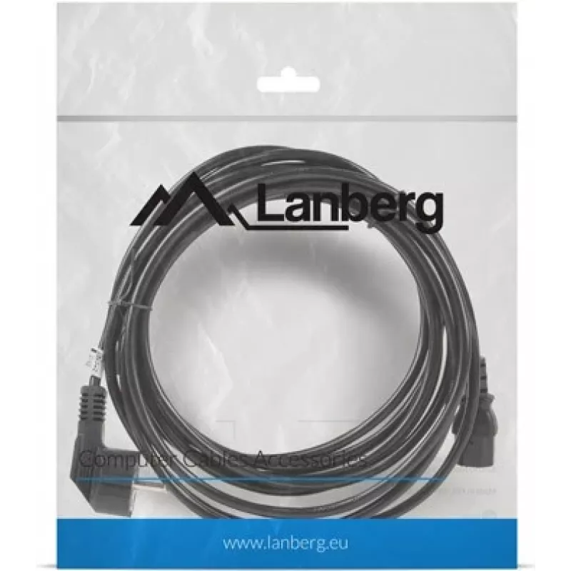 Maitinimo laidas LANBERG CA-C13C-11CC-0050-BK — 5 m, C13 lizdas į CEE7/7, kampuotas C13