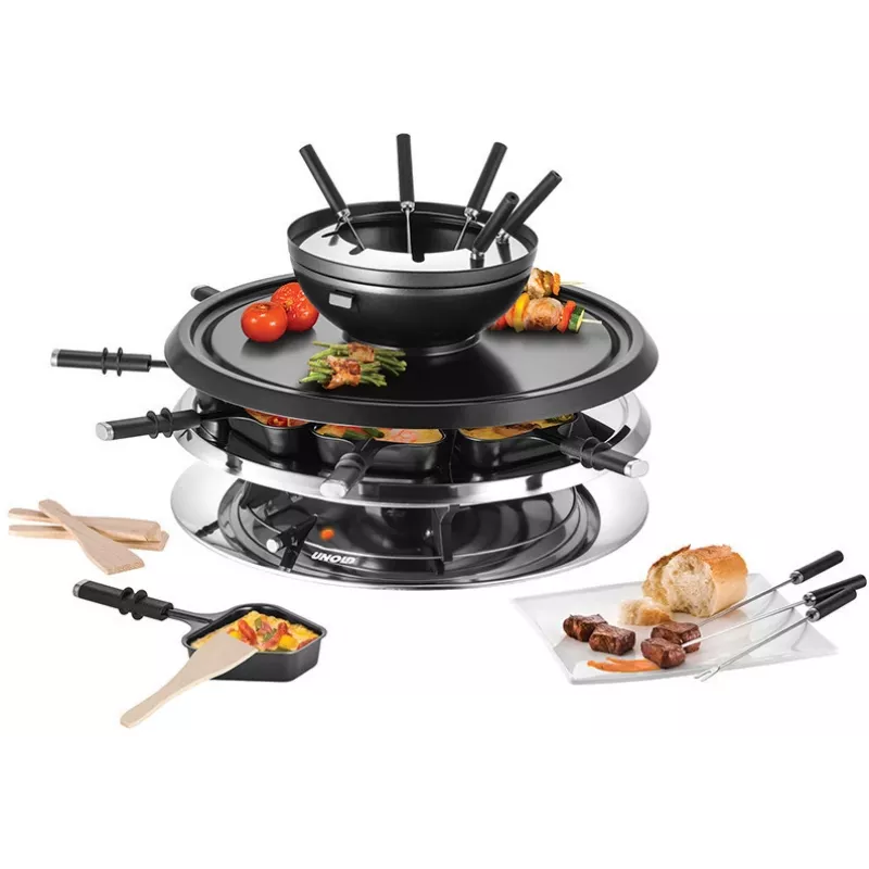 Unold 48726 raclette grilis 8 asmenims 1300 W Juoda, Nerūdijantis plienas