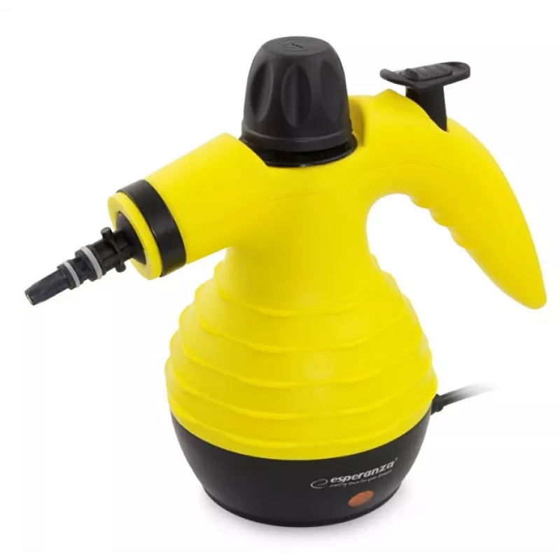 Nešiojamas garinis valytuvas ESPERANZA EHS001 — 0,35 L, 900 W, 3 bar, 115°C, 40 g/min, su antgaliais grindims, apmušalams ir šepečiu