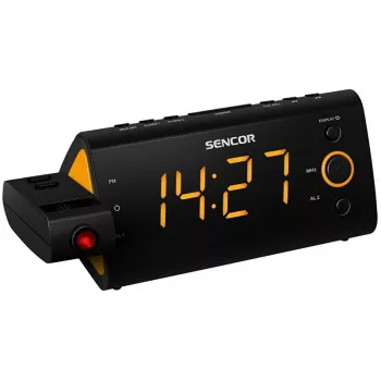 Radijo laikrodis SENCOR SRC 330 OR – FM laikrodis su 1,2 colio LED ekranu, dvigubu žadintuvu, raudona 180° projekcija, patalpų temperatūra, baterijų atsarginiu maitinimu