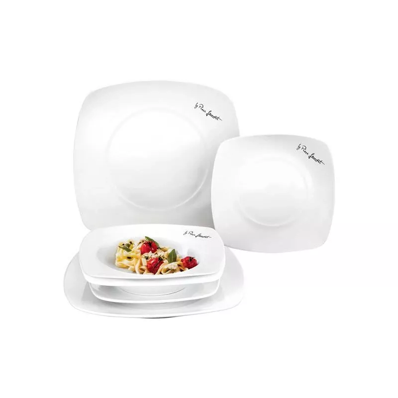 Indų rinkinys LAMART LT9002 — 6 vnt. porcelianinių lėkščių: 2×25 cm, 2×20 cm, 2×17 cm, balta