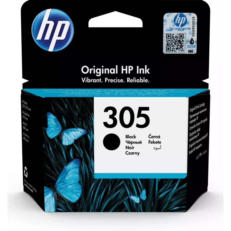HP 305 Original juodos spalvos rašalo kasetė, juoda, 1 vnt., 120 puslapių