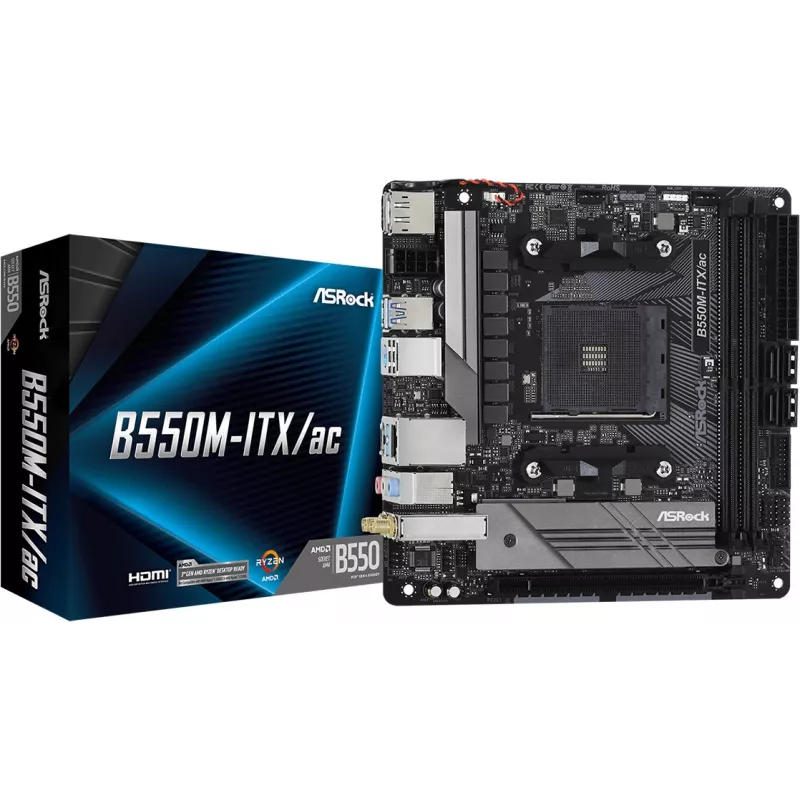 Pagrindinė plokštė ASRock B550M-ITX/ac AMD B550 Socket AM4 mini ITX