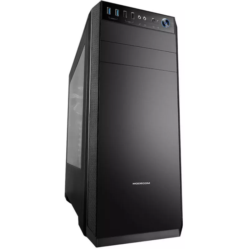 Korpusas MODECOM Oberon Pro Midi Tower – juodas, ATX/microATX/ITX, 7 lizdai, iki 395 mm GPU, 5 HDD/3 SSD vietos