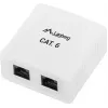 LANBERG OU6-0002-W kištukinis lizdas RJ-45 Cat6 baltas, 2 prievadai, 30×54×57 mm