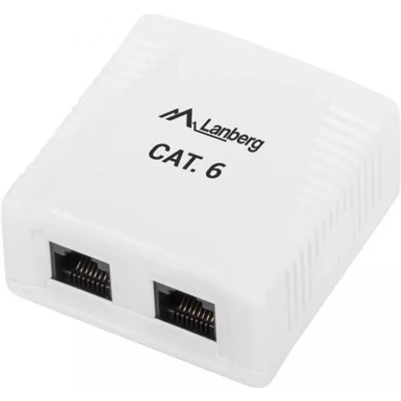 LANBERG OU6-0002-W kištukinis lizdas RJ-45 Cat6 baltas, 2 prievadai, 30×54×57 mm