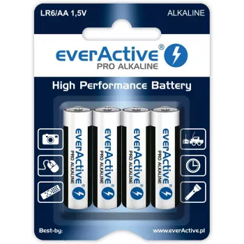 everActive šarminė vienkartinė baterija AA 1,5 V LR64BLPA pakuotė po 4 vnt.