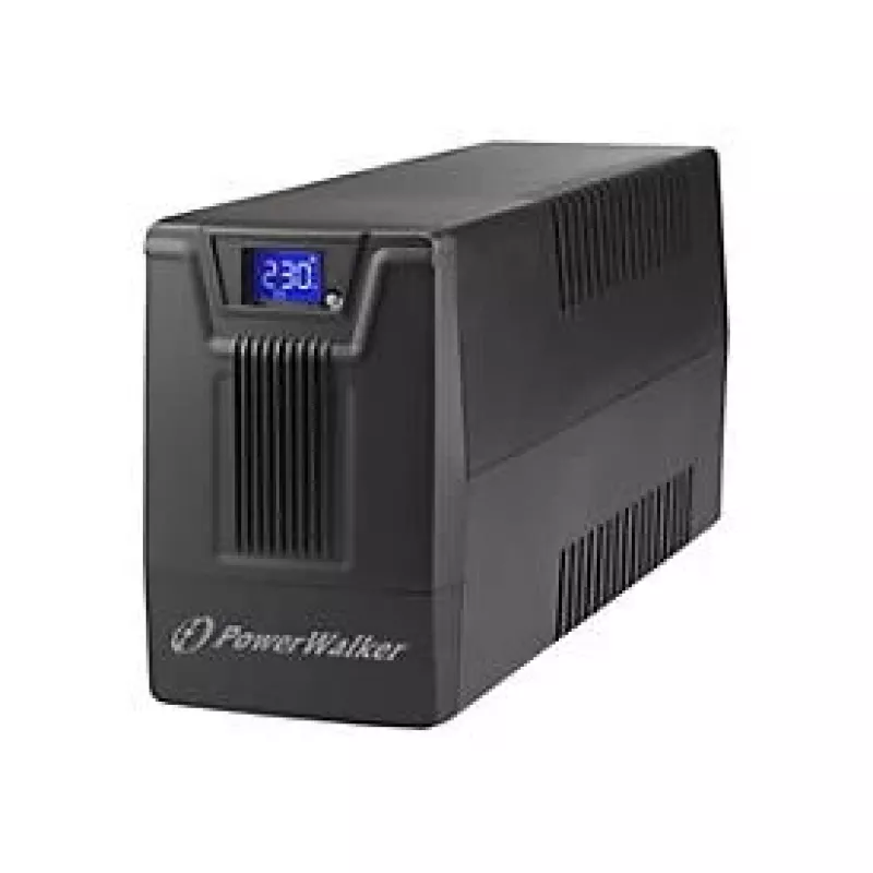 Nepertraukiamo maitinimo šaltinis PowerWalker VI 800 SCL FR – Line-Interactive UPS 0,8 kVA (480 W), 2 lizdai E tipo, USB, RJ-45/RJ-11, 12V 9Ah baterija, bokštas, juodas