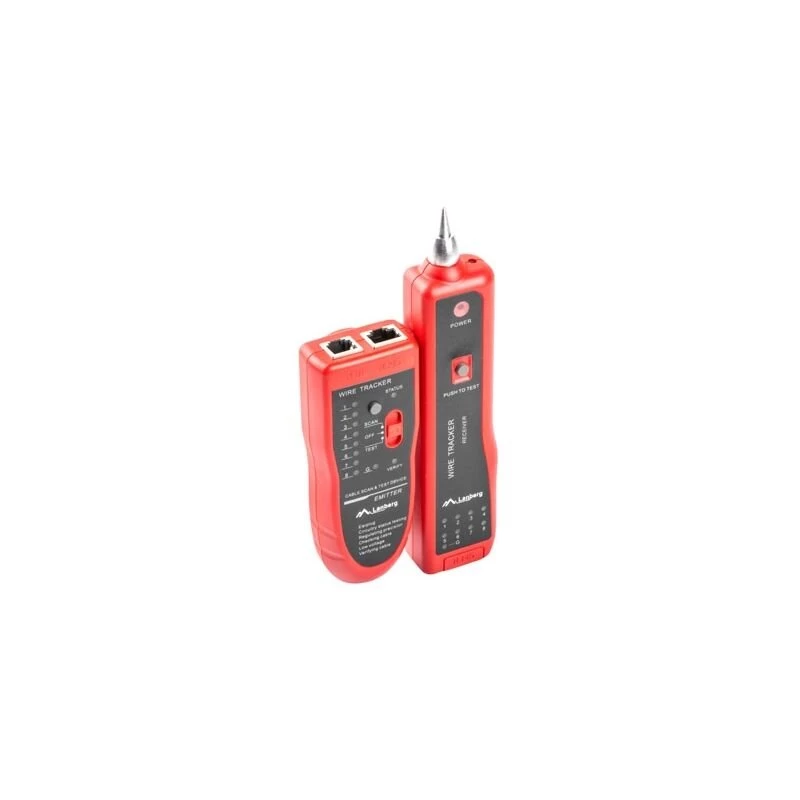 LANBERG kabelių testeris NT-0501 — RJ-11/RJ-12/RJ-45, iki 250 m, įmontuota baterija, LED indikatoriai, juodas
