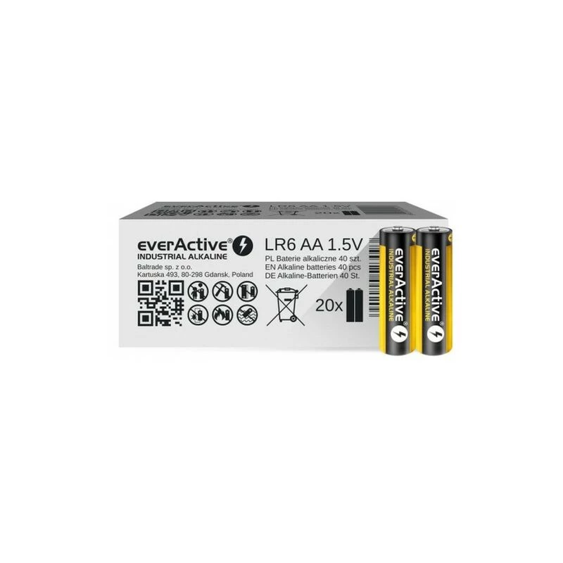 Vienkartinė šarminė baterija everActive EVLR6S2IK AA 1,5 V – pakuotė po 40 vnt.