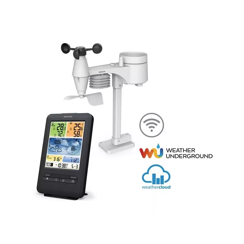 Sencor SWS 9898 profesionali Wi-Fi orų stotelė su 5 viename jutikliu, juoda