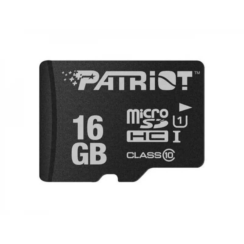 PATRIOT PSF16GMDC10 microSDHC atminties kortelė – 16 GB, Class 10, UHS-I (U1), 80 MB/s, juoda