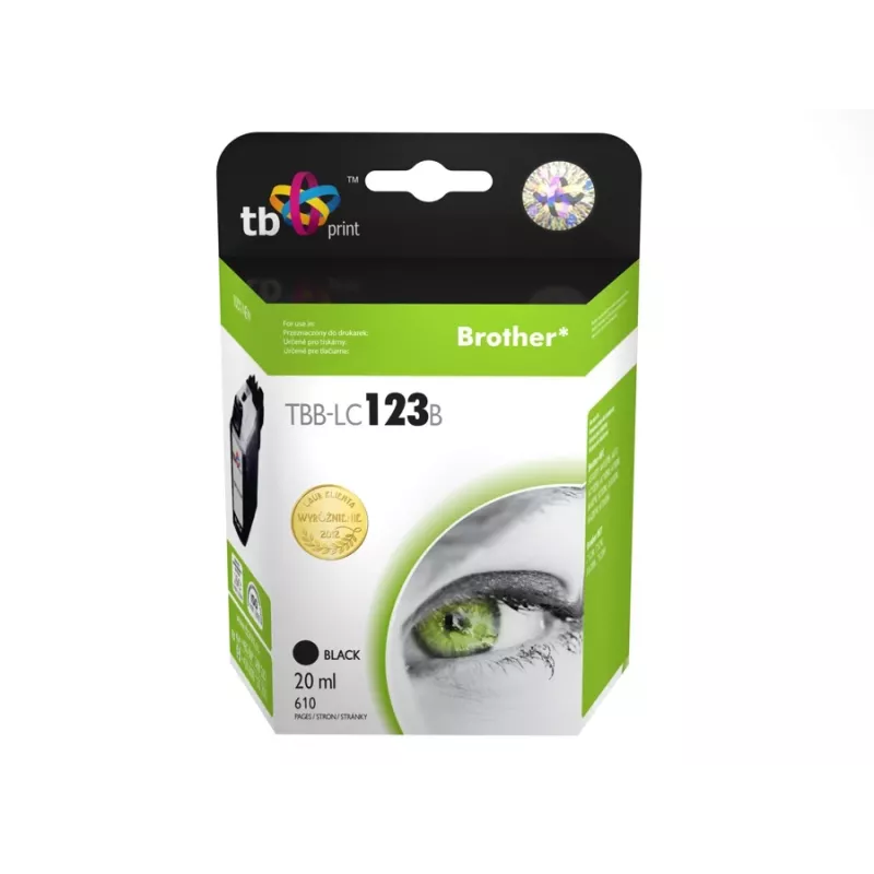 Kasetė su rašalu suderinama su Brother LC123BK 100% nauja