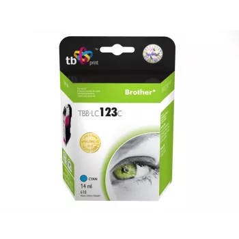 Rašalo kasetė, suderinama su Brother LC123C, 100% nauja