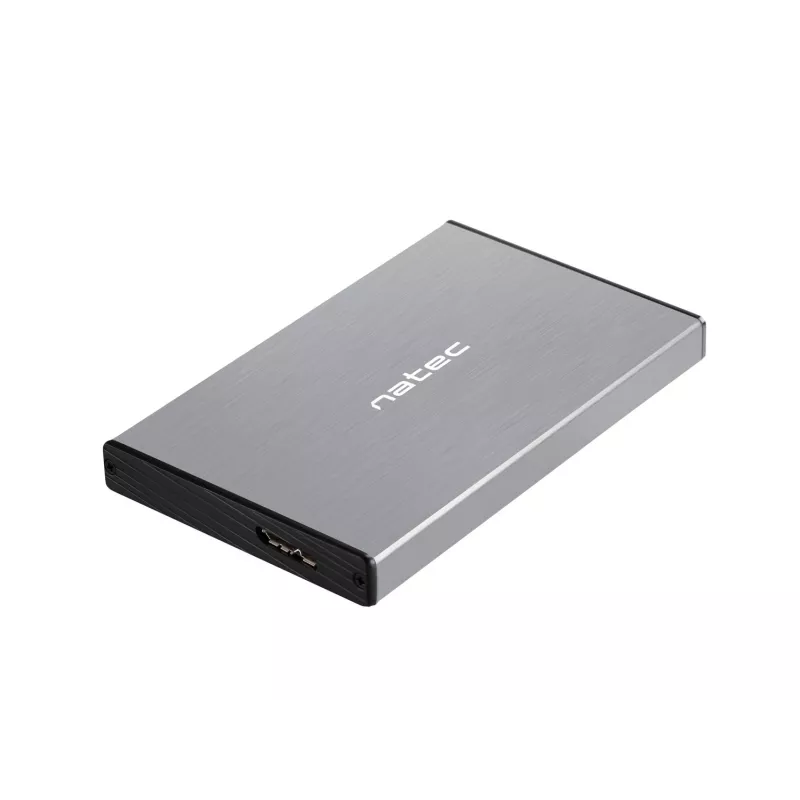 Išorinis HDD/SSD korpusas NATEC Rhino GO — 2,5 colio SATA, 9,5 mm, USB 3.0, aliuminis, pilkas, iki 4 TB