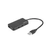 USB stotelė NATEC Moth 4 prievadų USB 3.2 Gen 1 Type-A (5000 Mbit/s), maitinama per USB, juoda, 0,15 m laidas