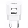 USAMS US-CC080 T20 Dvigubo USB apvalus kelioninis įkroviklis, 10.5W, baltas