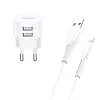 usams Charger T20 2x USB 2,1A su Lightning laidu – nešiojamas sieninis USB įkroviklis