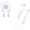 Įkroviklis usams XTXLOGT18TC05 su 2 USB prievadais ir integruotu USB-C laidu, 2,1 A išėjimas