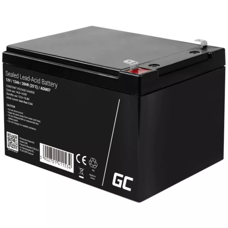 UPS baterija Green Cell AGM04 12V 7Ah sandarus švino rūgšties (VRLA) juoda, 1 vnt