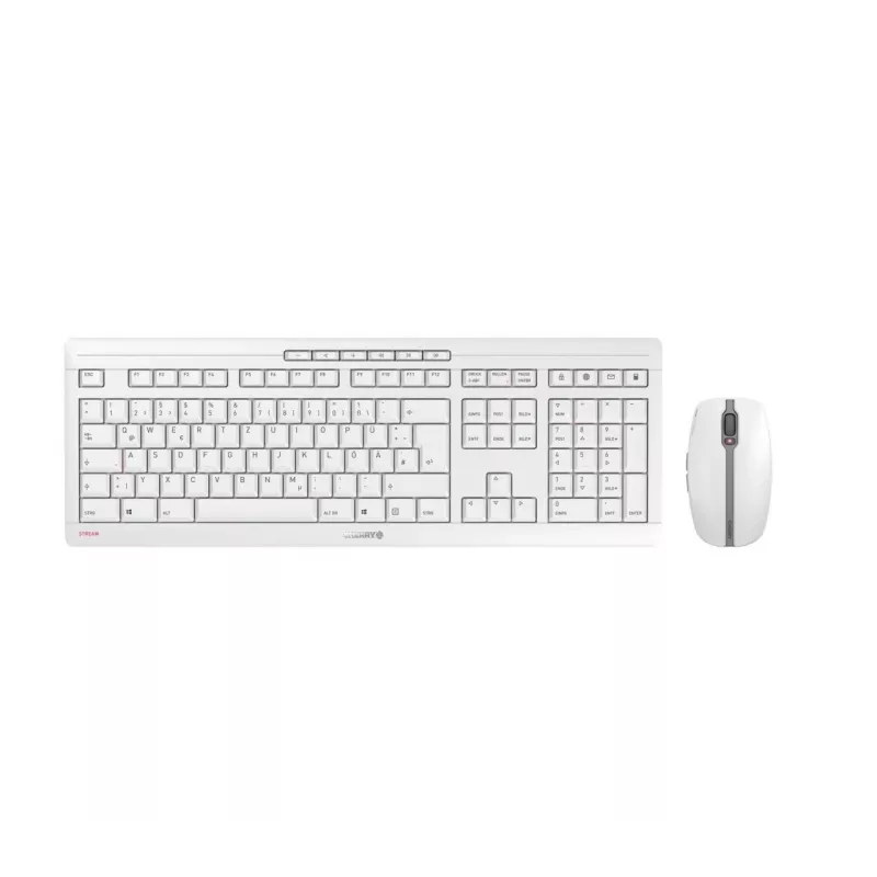 Belaidis klaviatūros ir pelės rinkinys CHERRY Stream Desktop Recharge, QWERTZ, vokiškas išdėstymas, pilka