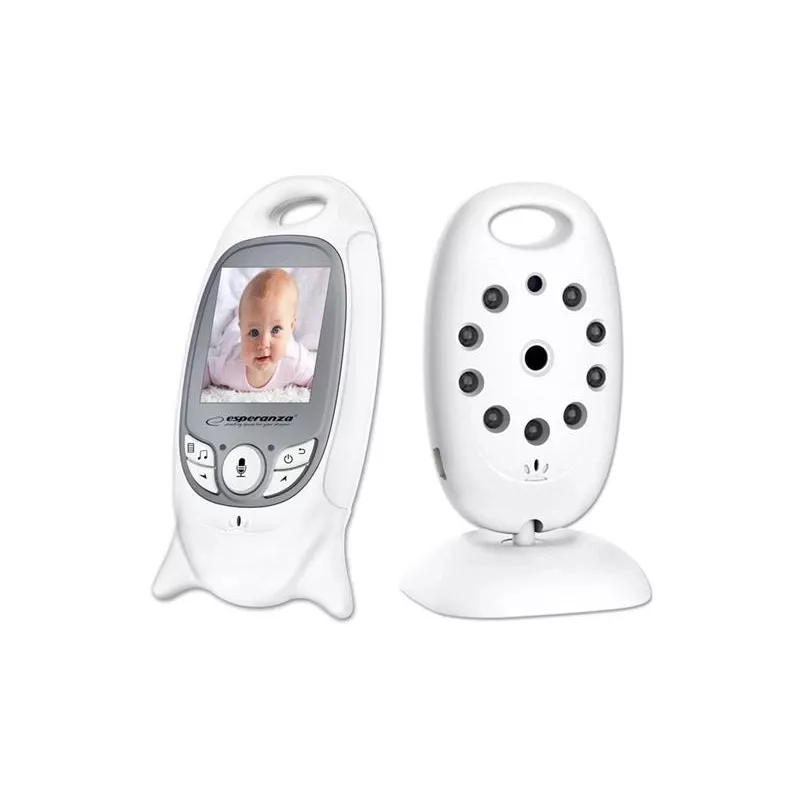 Vaizdo kūdikio monitorius ESPERANZA EHM001 — 2 colių LCD, 320×240 vaizdas, naktinis matymas 5 m, temperatūros jutiklis, iki 260 m nuotolis, įkraunamas LiPo 540 mAh