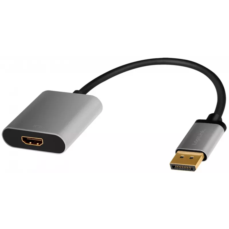 LogiLink CDA0108 vaizdo kabelio adapteris 0,15 m DisplayPort HDMI juoda/ pilka