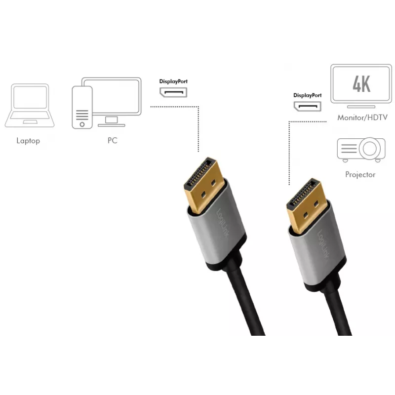 LogiLink CDA0102 DisplayPort kabelis 3 m pilka/juoda