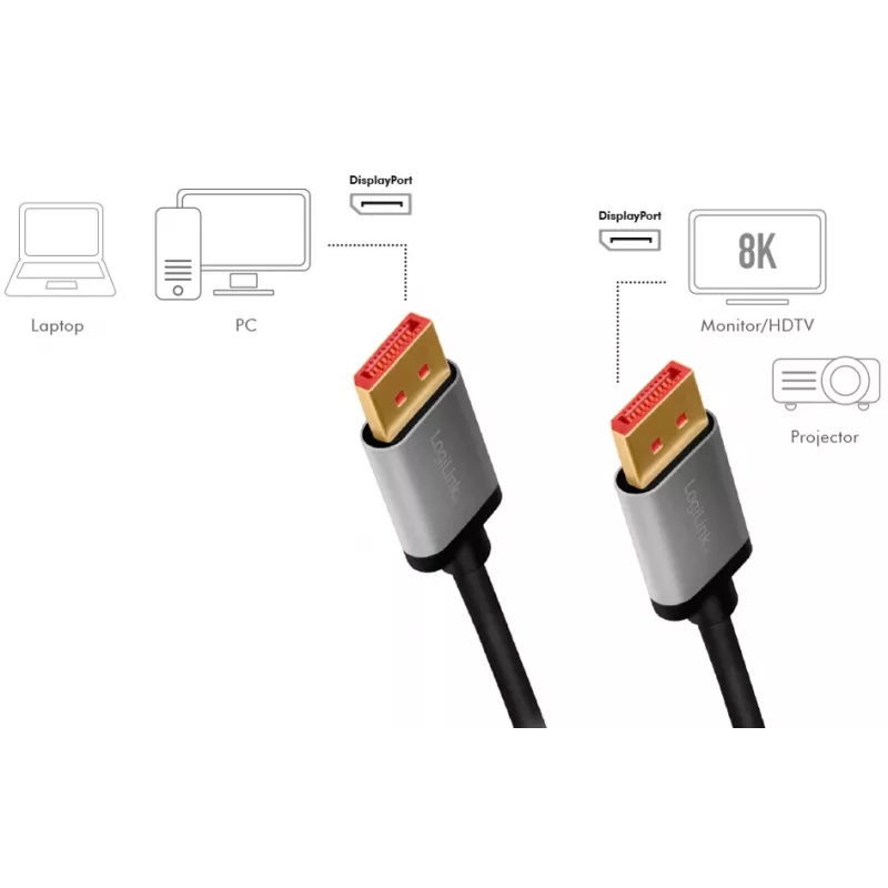 LogiLink DisplayPort kabelis 1 m juodai pilkas CDA0104