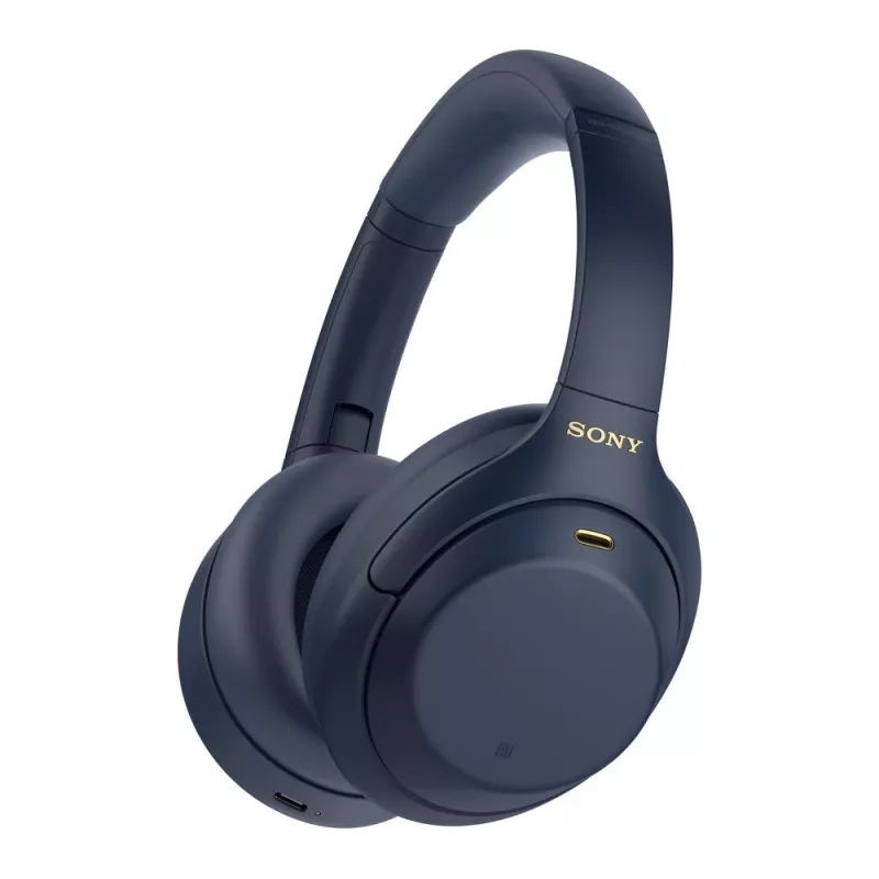 Ausinės Sony WH1000XM4L.CE7, uždengiančios ausis, laidinės ir belaidės (Bluetooth, USB-C), mėlynos, lankeliu ant galvos