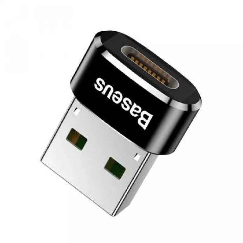 Adapteris Baseus USB (vyriškas) į Type-C (moterišką), juodas