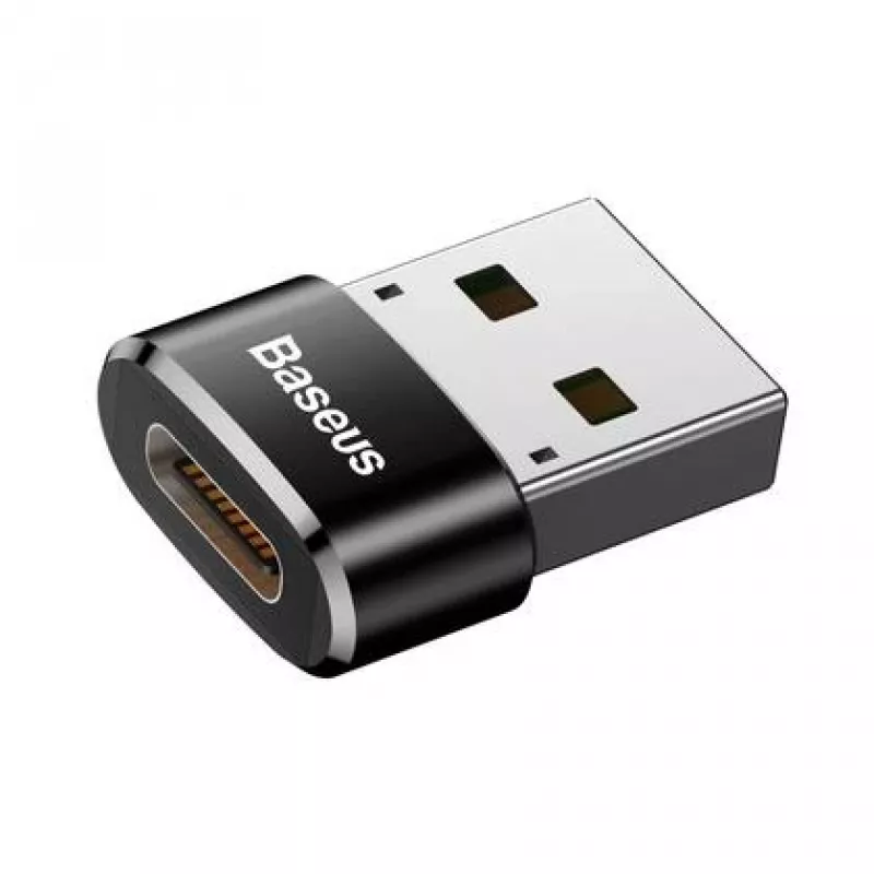 Adapteris Baseus USB (vyriškas) į Type-C (moterišką), juodas