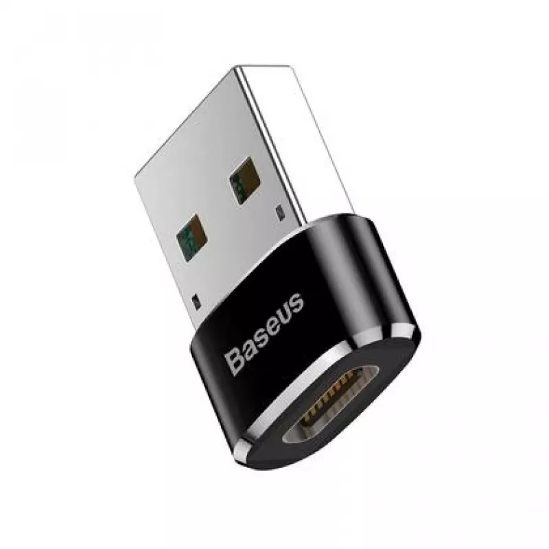 Adapteris Baseus USB (vyriškas) į Type-C (moterišką), juodas