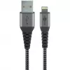 Goobay 49268 Lightning – USB-A laidas tekstiline apvija su metaliniais kištukais, MFi, 1 m, kosminė pilka/sidabrinė