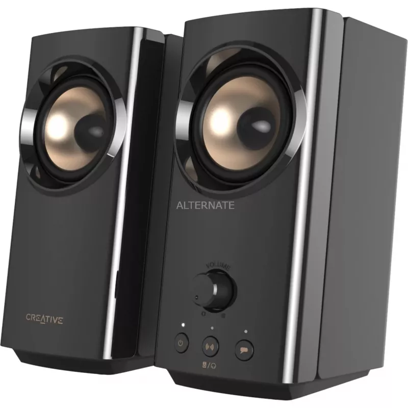 CREATIVE T60 2.0 Kompaktiniai Hi-Fi staliniai garsiakalbiai su aiškiu dialogu ir erdviniu garsu, Sound Blaster SmartComms Kit, USB-C garso ir mikrofono bei ausinių prievadais