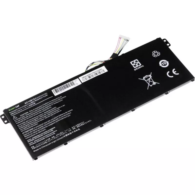 Green Cell AC52 baterija, skirta Acer Aspire E11 ES1-111M ES1-131 E15 ES1-512 Chromebook CB3-111 CB5-311, 11,4 V 2200 mAh Li-Ion, 3 elementai, juoda