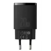 Vidinis USB greitasis įkroviklis Baseus CCXJ-B01 — 2 prievadai (USB-C PD 20W + USB-A QC3.0 18W), 100–240V, juodas