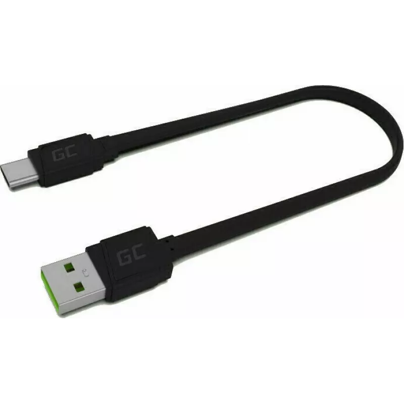 USB A į USB C laidas Green Cell KABGC03 — 0,25 m, juoda, 480 Mbit/s
