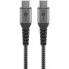Goobay 49301 USB-C–USB-C laidas tekstiliniu apvalkalu ir metaliniais kištukais, 0,5 m, kosminė pilka/sidabrinė