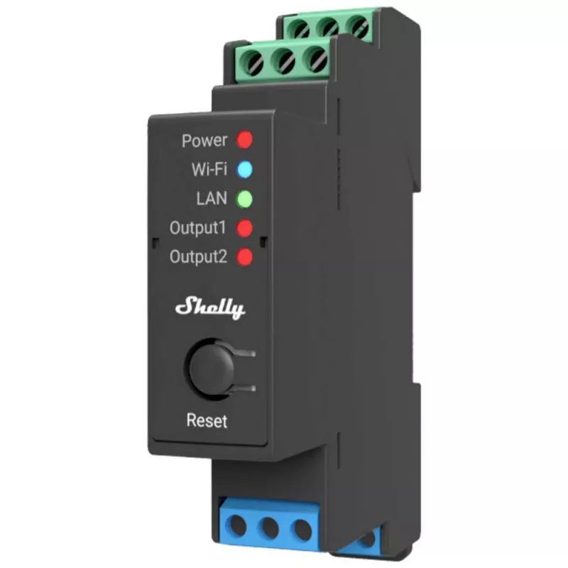 Shelly Pro 2 DIN bėgio WiFi/LAN/Bluetooth relės jungiklis