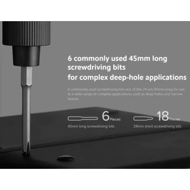 Xiaomi MJDDLSD003QW 170 RPM Pilka elektrinė atsuktuvų rinkinys