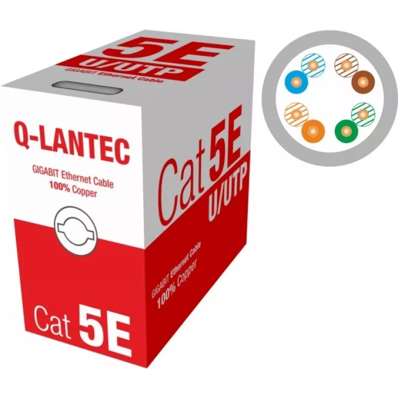 Q-LANTEC UTP kabelis 4PR Cat.5e PVC 305m - ribotas leidimas (KIU5PVC305NC)
