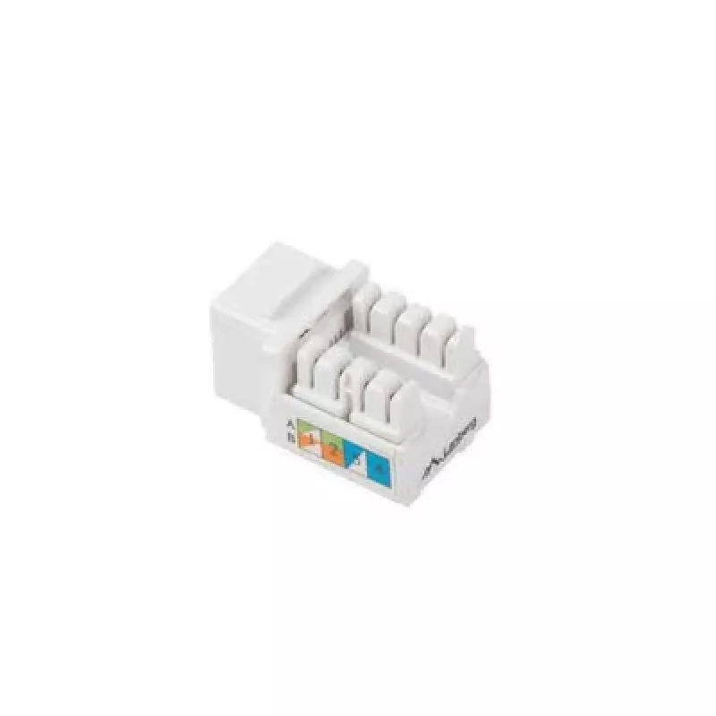 Keystone modulis LANBERG KSU6-1090, Cat6 U/UTP plokščias, RJ-45 kištukas į LSA lizdą, AWG 22/26, 14,5×16,1 mm, baltas