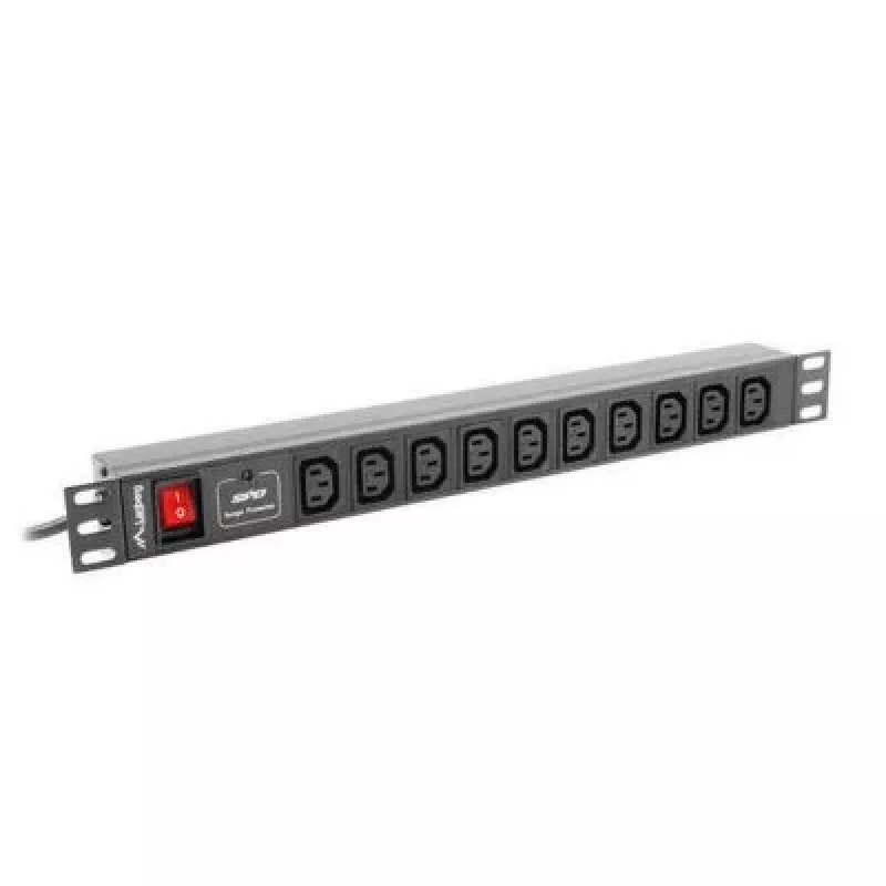 Maitinimo paskirstymo blokas LANBERG PDU-10I-0200-IEC-BK — 10× C13 lizdai, 2 m kabelis, 10 A, 2500 W, juodas