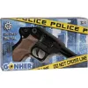 Metalinis žaislinis policijos revolveris Gonher 8 šūviams, metalinė konstrukcija, modelis 258441